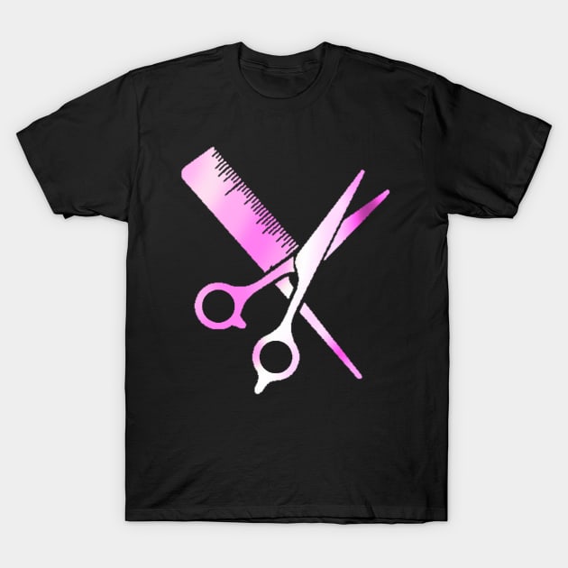 Pink Hairdressing Scissors And Comb T-Shirt by ROLLIE MC SCROLLIE